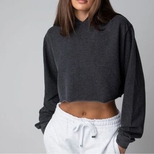 TALENTLESS Charcoal Gray Cropped Hoodie